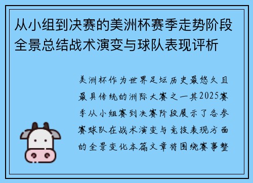 从小组到决赛的美洲杯赛季走势阶段全景总结战术演变与球队表现评析 从小组到决赛的美洲杯赛季走势阶段全景总结战术演变与球队表现评析